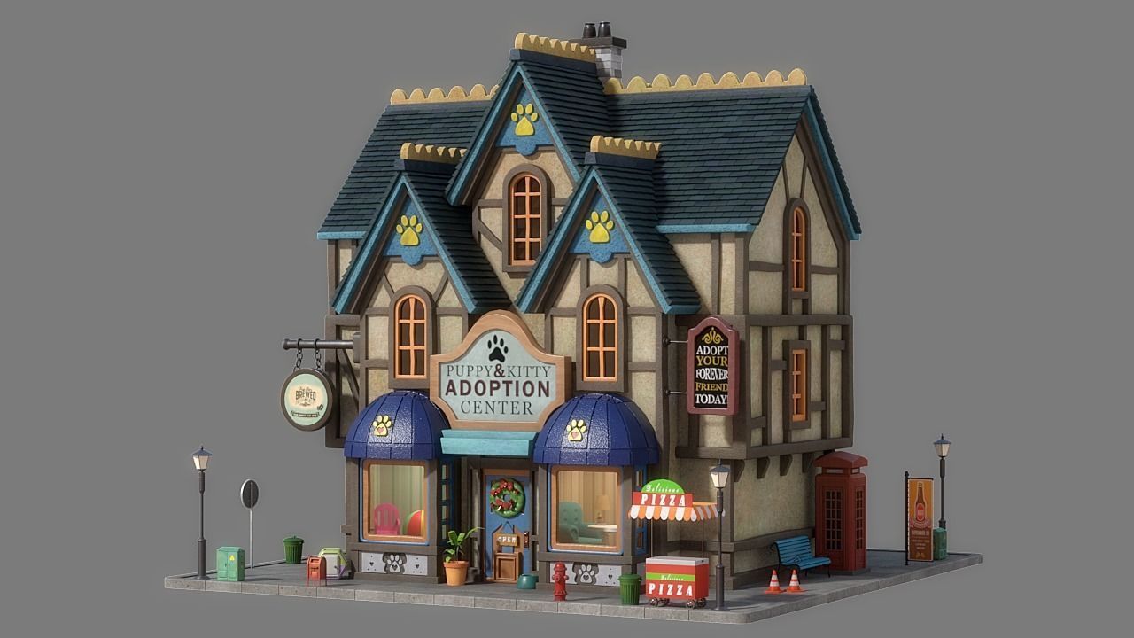 Cartoon House 13 3D model_1