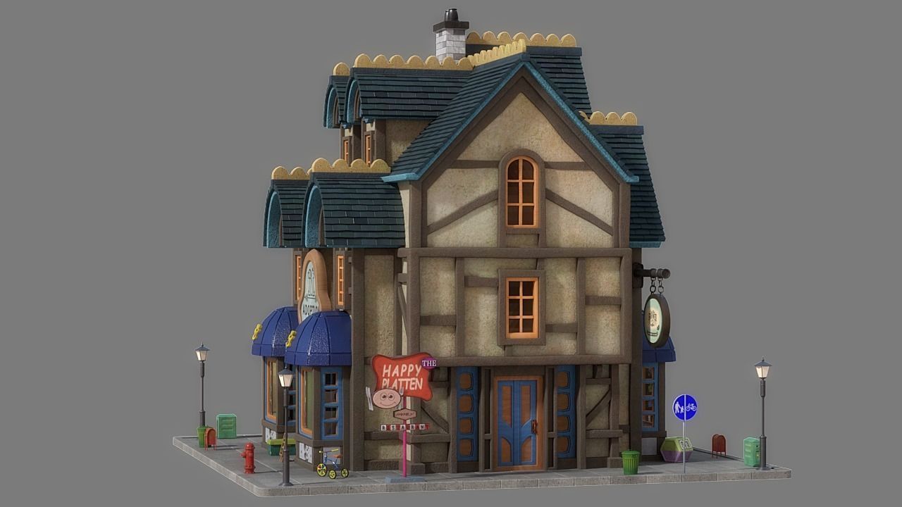 Cartoon House 13 3D model_6