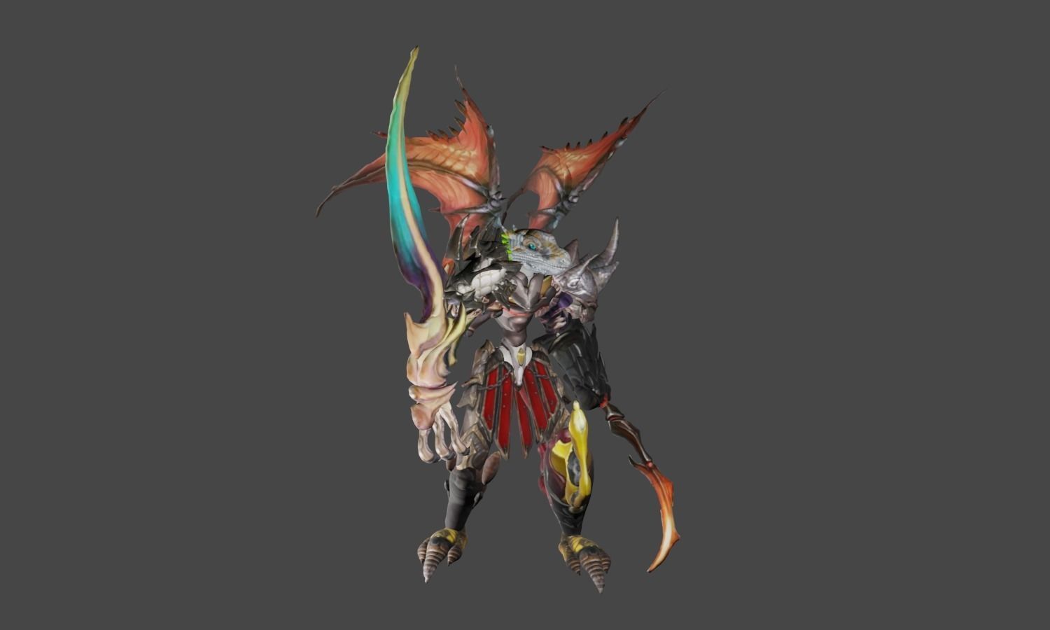 Zeloeman H 3 monster hunter character holding sword 3D model_7