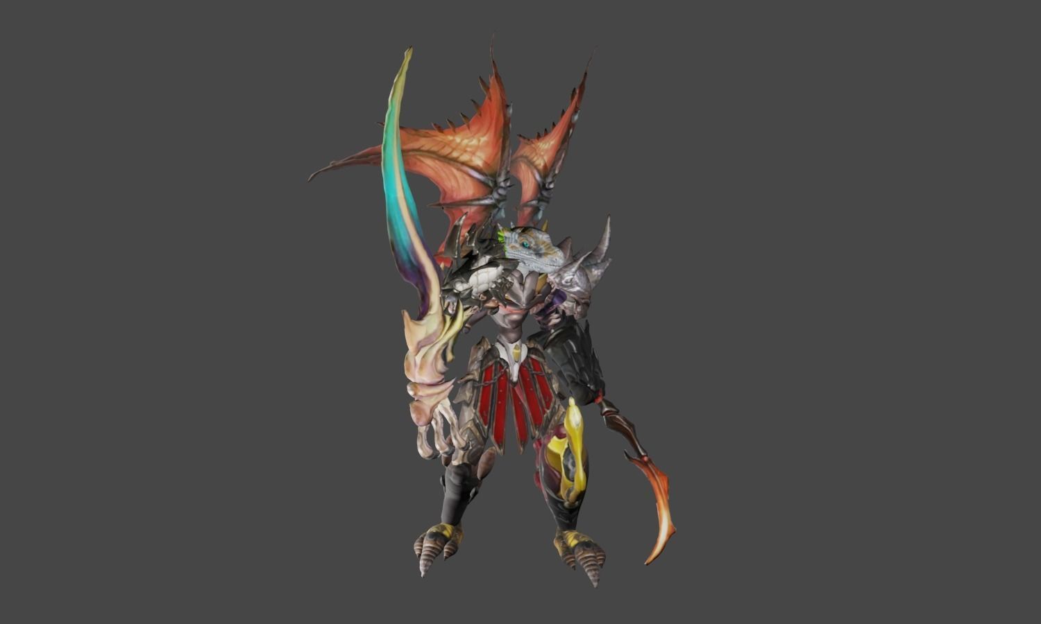 Zeloeman H 3 monster hunter character holding sword 3D model_3