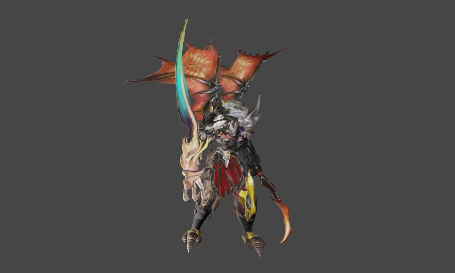 Zeloeman H 3 monster hunter character holding sword 3D model_22