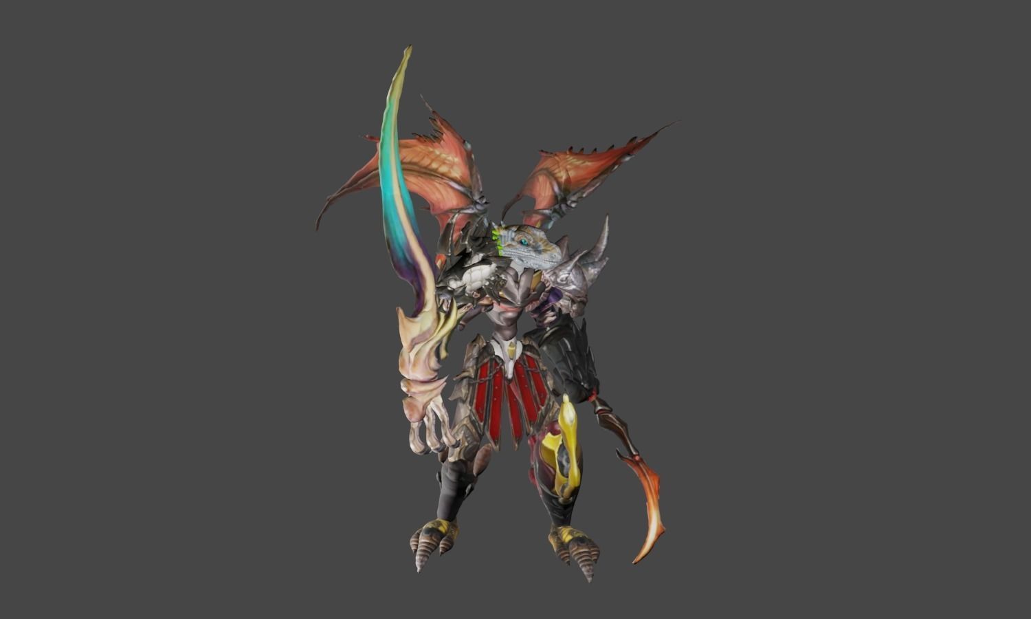 Zeloeman H 3 monster hunter character holding sword 3D model_9