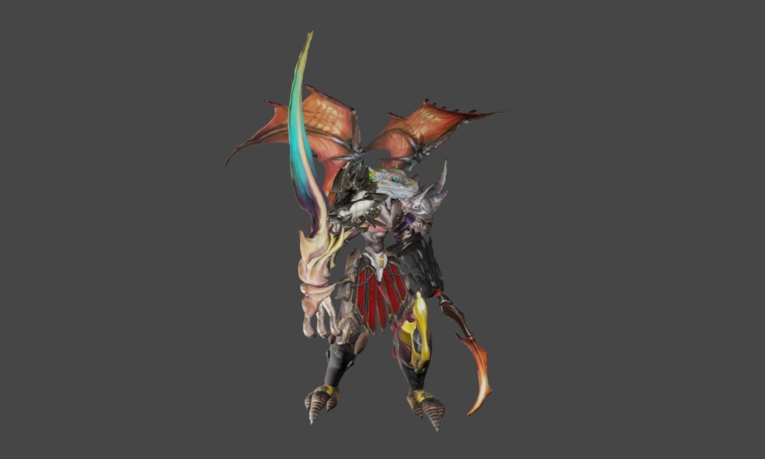 Zeloeman H 3 monster hunter character holding sword 3D model_19