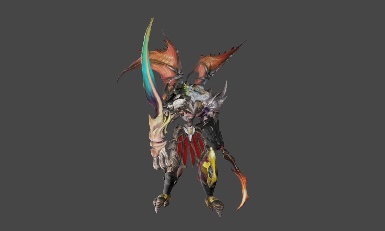 Zeloeman H 3 monster hunter character holding sword 3D model_8