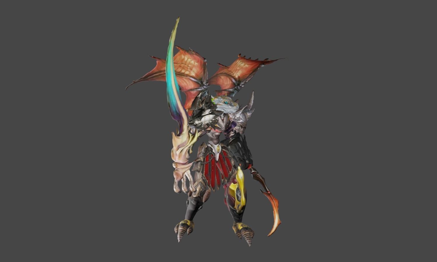Zeloeman H 3 monster hunter character holding sword 3D model_20