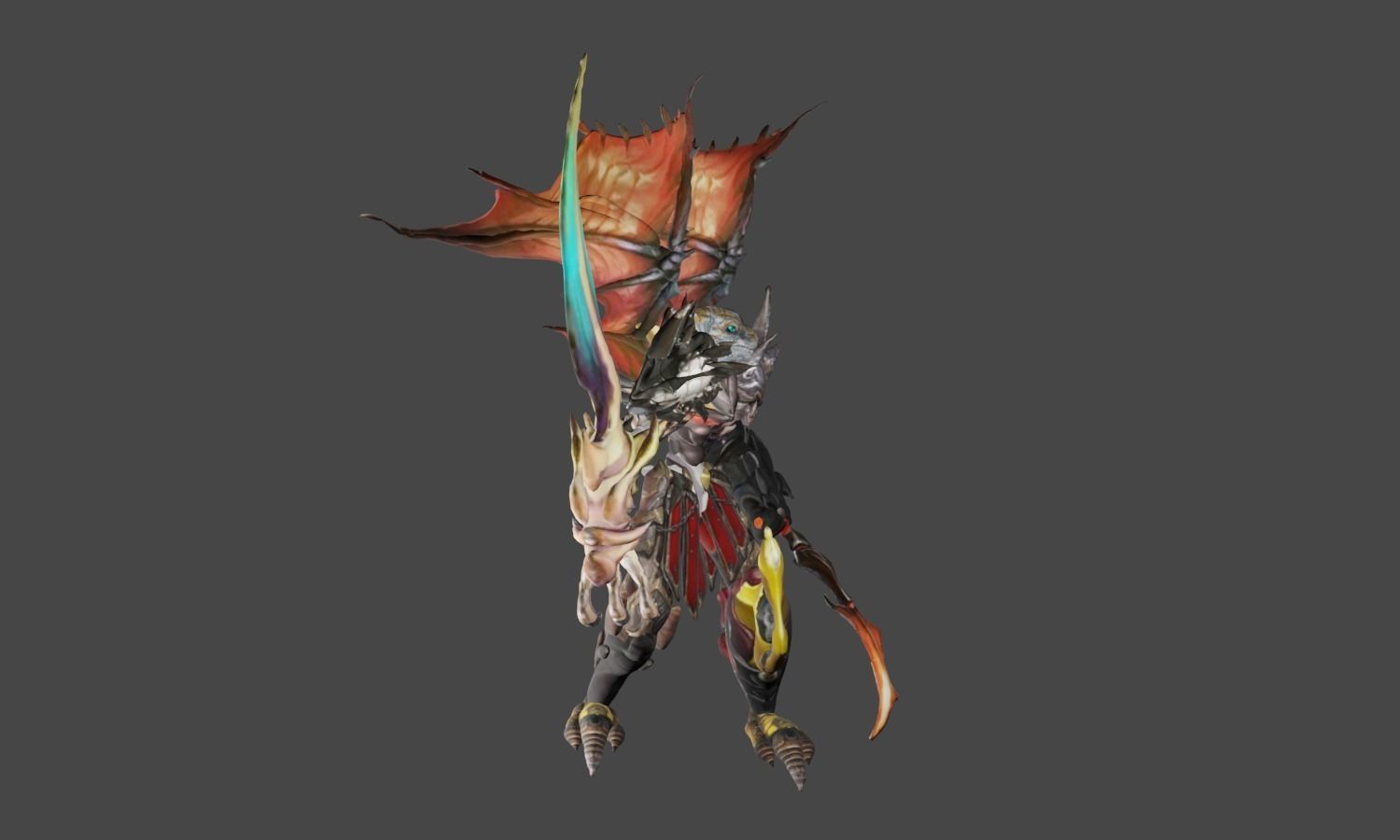 Zeloeman H 3 monster hunter character holding sword 3D model_25
