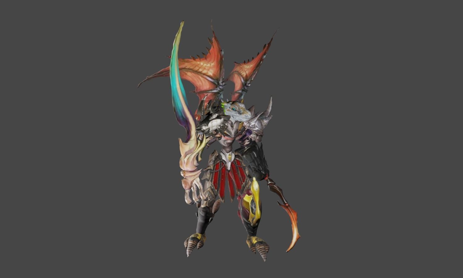 Zeloeman H 3 monster hunter character holding sword 3D model_5