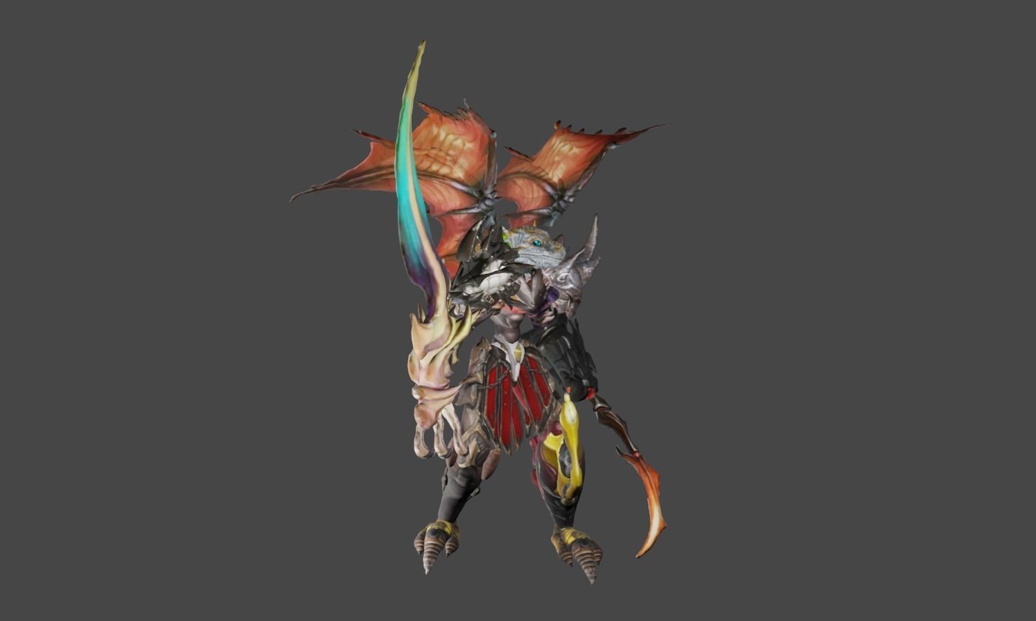 Zeloeman H 3 monster hunter character holding sword 3D model_21