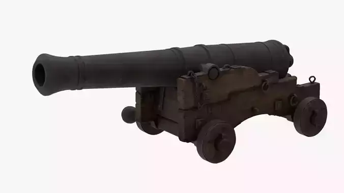 Realistic Medieval Cannon Low-poly 3D model