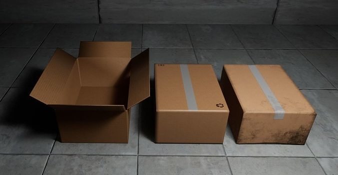 Cardboard Box Collection Low-poly 3D model