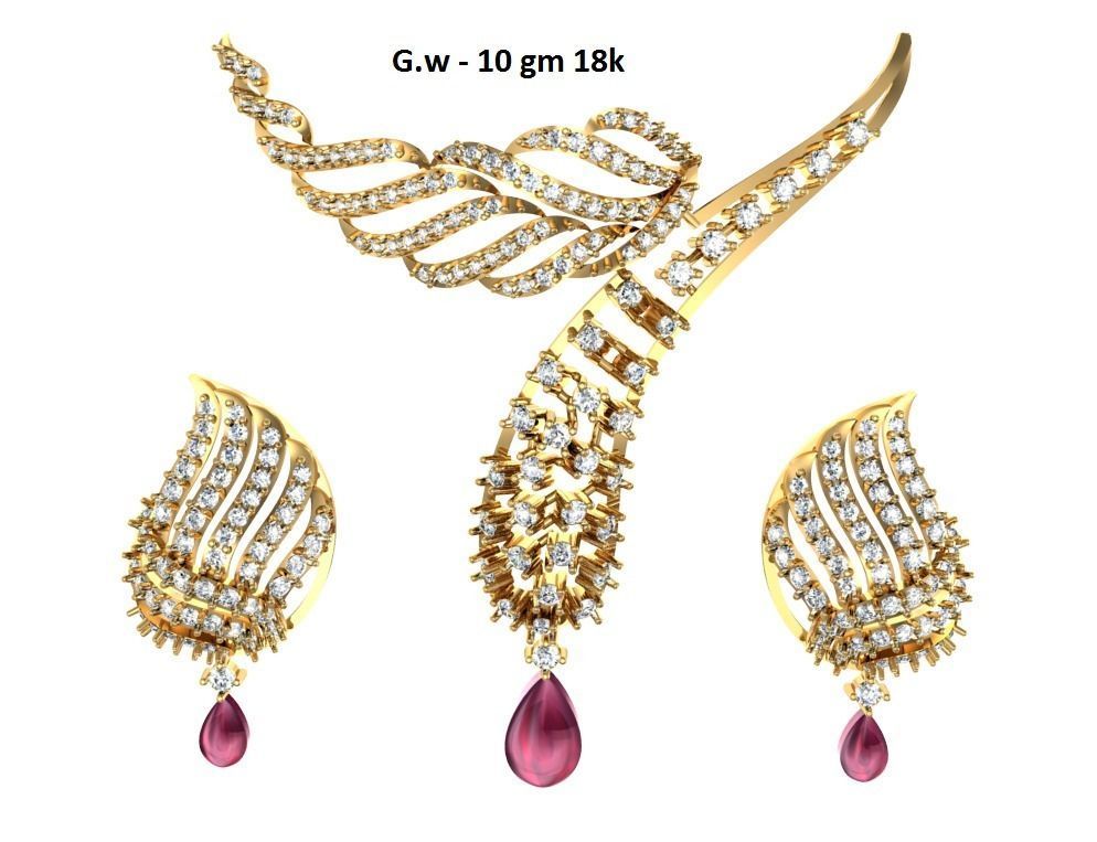 Women Earring Necklace Pendant 3dm STL OBJ FBX Renders Details 3D print model_3