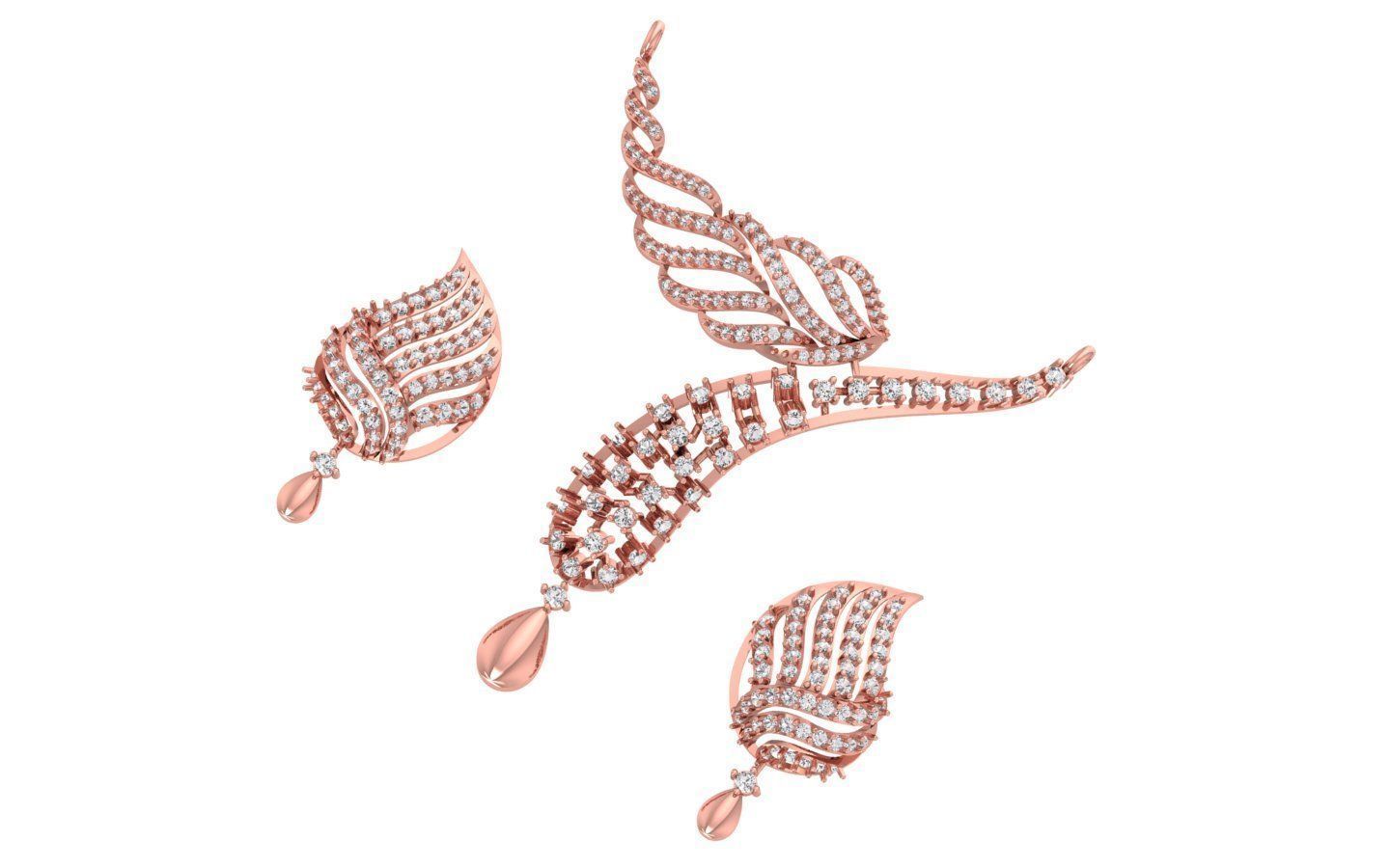 Women Earring Necklace Pendant 3dm STL OBJ FBX Renders Details 3D print model_2