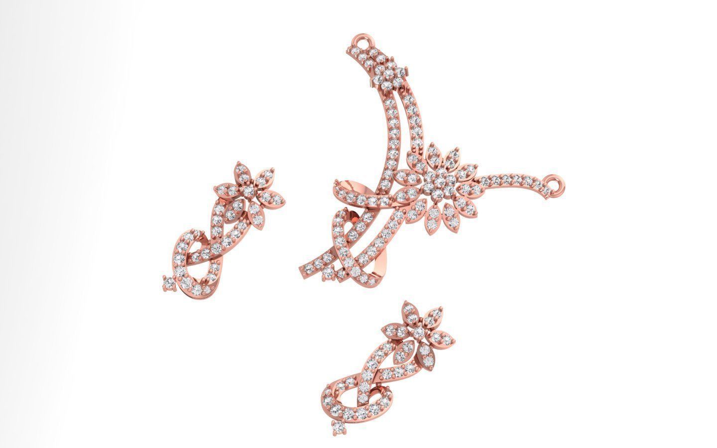 Women Earring Pendant 3dm STL OBJ FBX Renders Details 3D print model_1