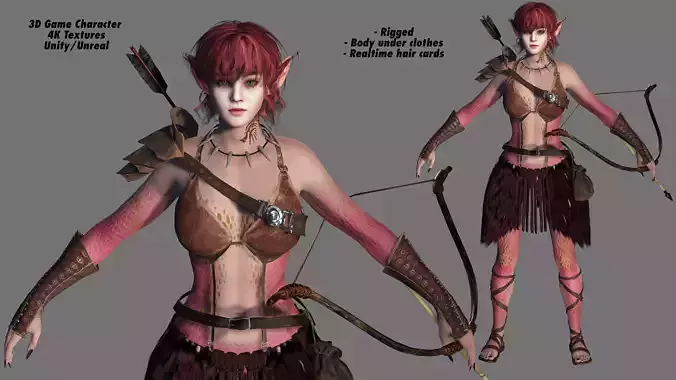 3D AAA Fantasy Female Character - The Warrior Elf 3D model