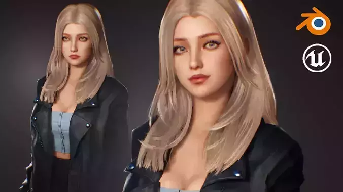GAME CHARACTER - Survival Girl Ashley - F2 Low-poly 3D model