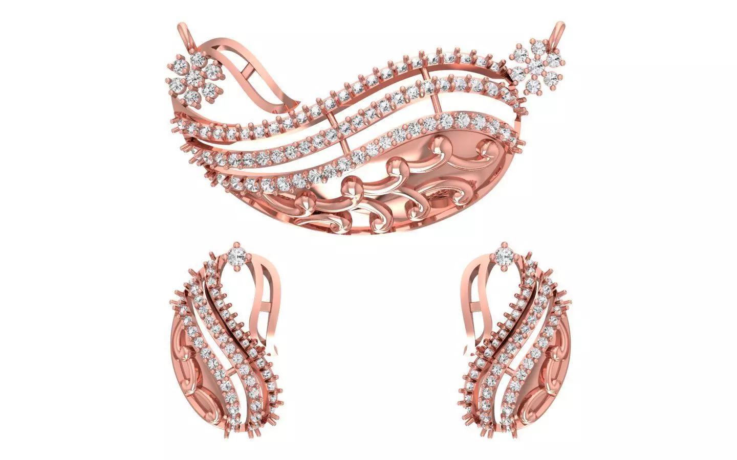 Women Earring Pendant 3dm STL OBJ FBX Renders Details 3D print model_0