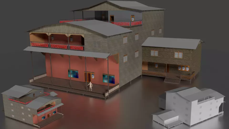 Rumah kayu panggung tingkat 005-006 3D model_0