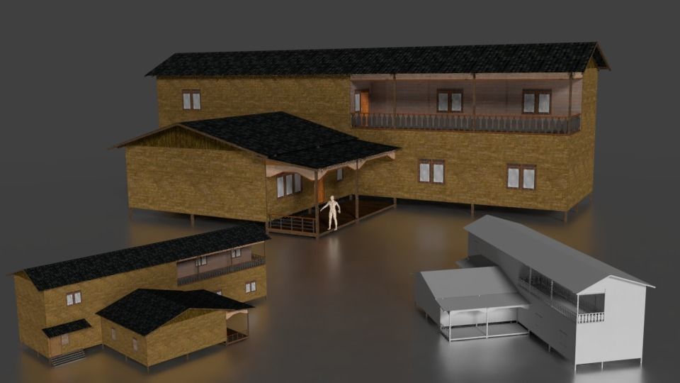 Rumah kayu panggung tingkat 005-006 3D model_5