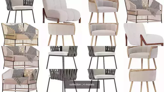 collection rattan dining chair with fabric and wooden legs