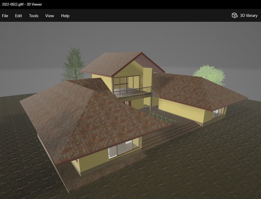 House in U shape 3D model_7