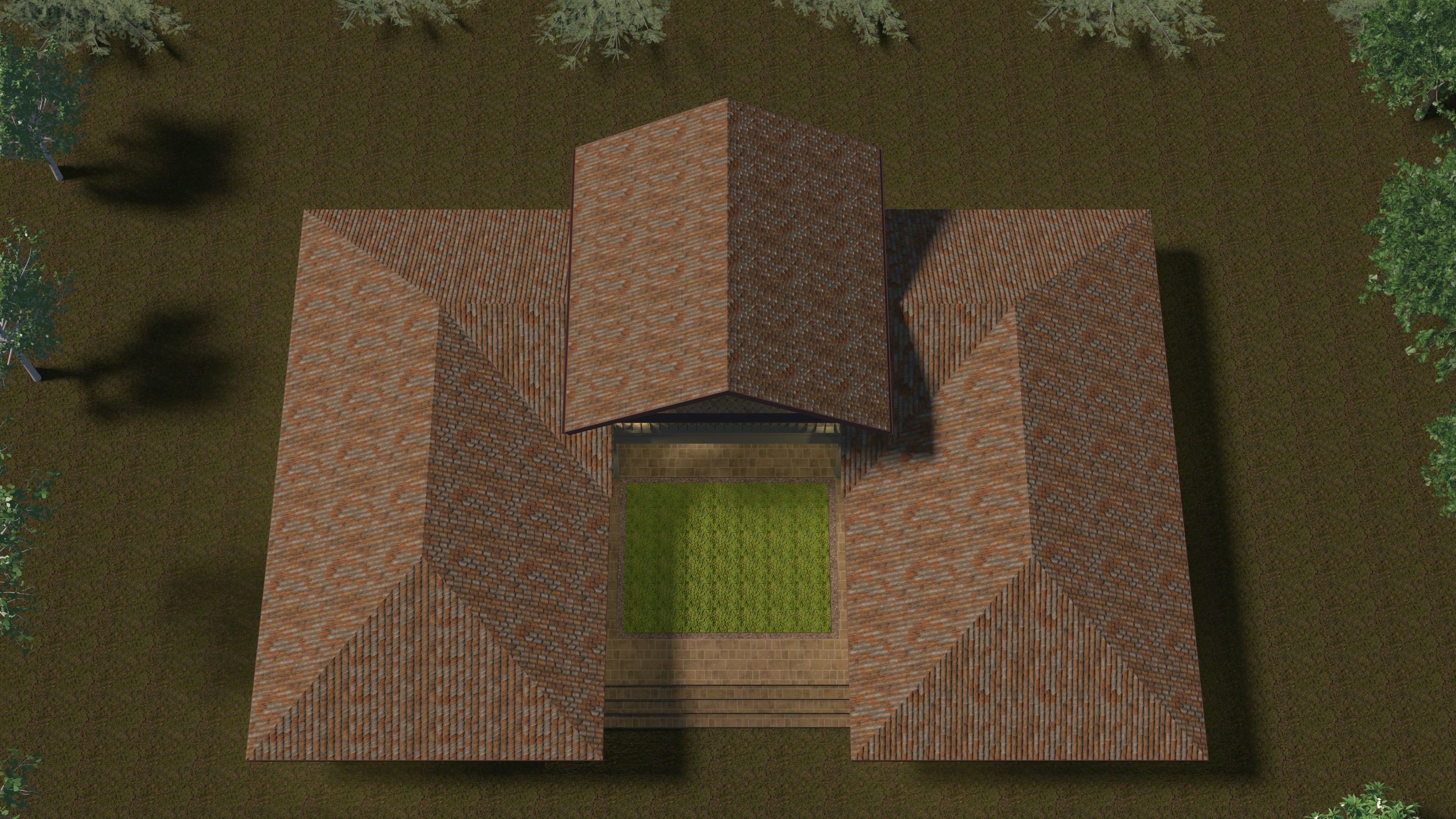 House in U shape 3D model_4