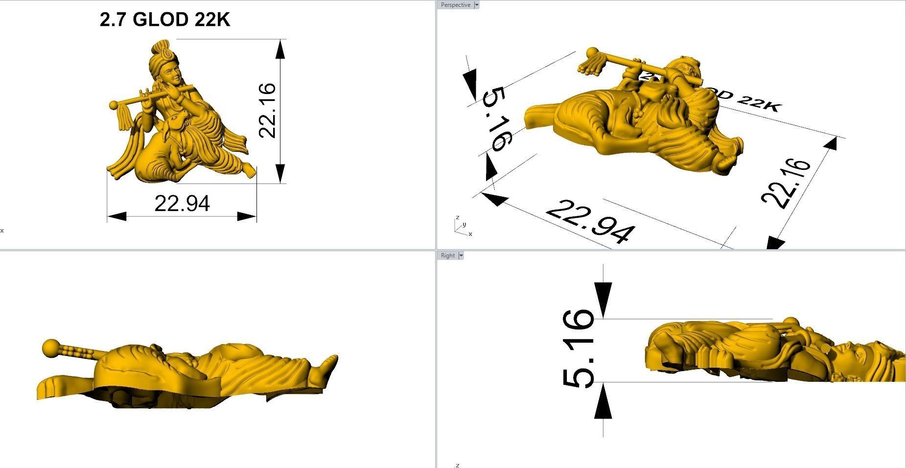 KRISHNA WITH COW 3D print model_2