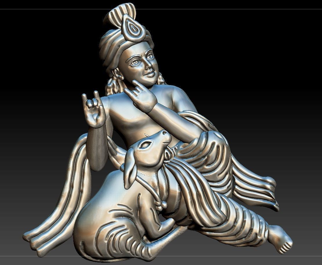 KRISHNA WITH COW 3D print model_5
