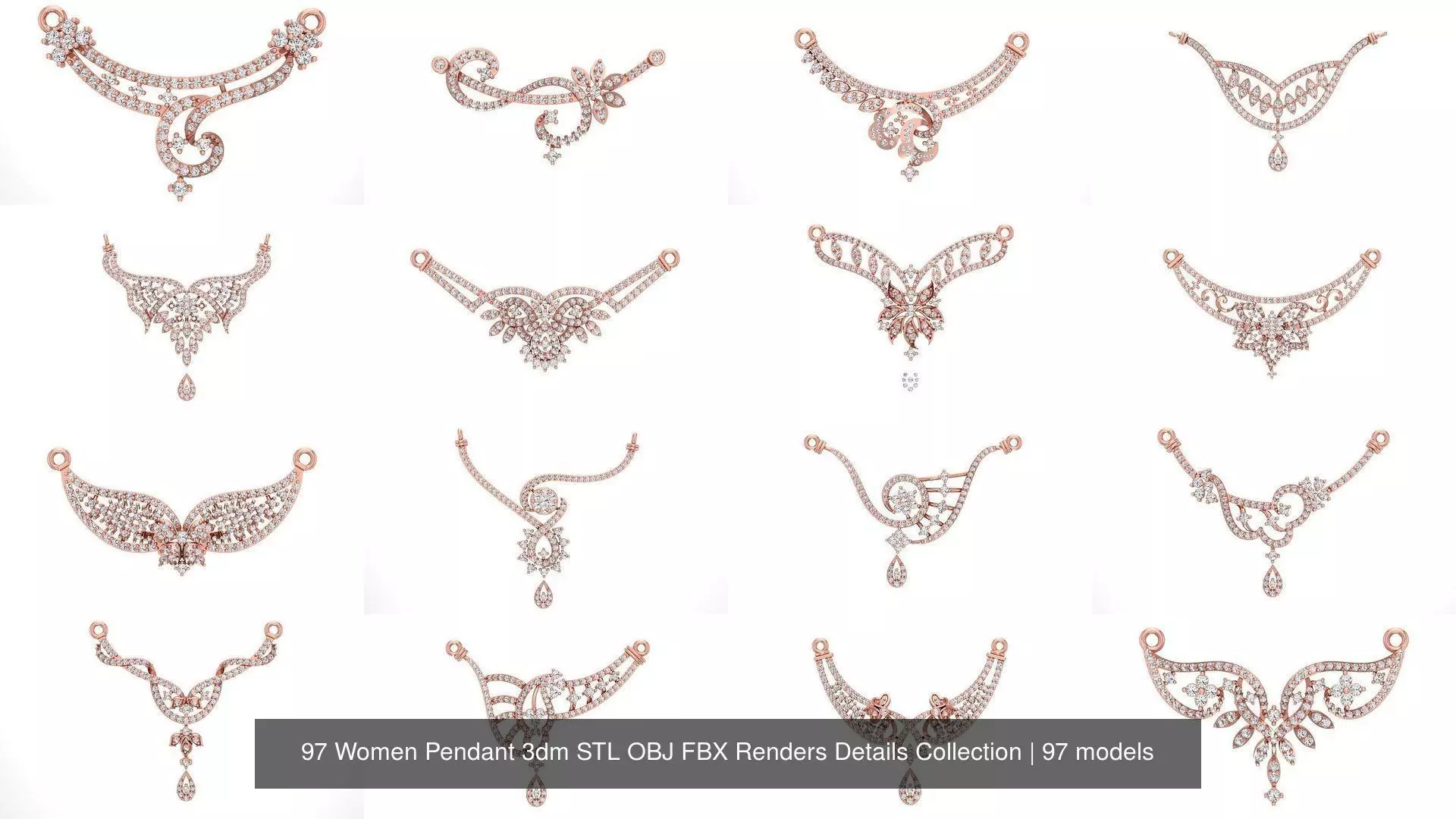97 Women Pendant 3dm STL OBJ FBX Renders Details Collection _0