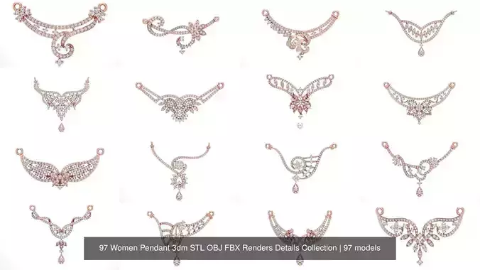 97 Women Pendant 3dm STL OBJ FBX Renders Details Collection 