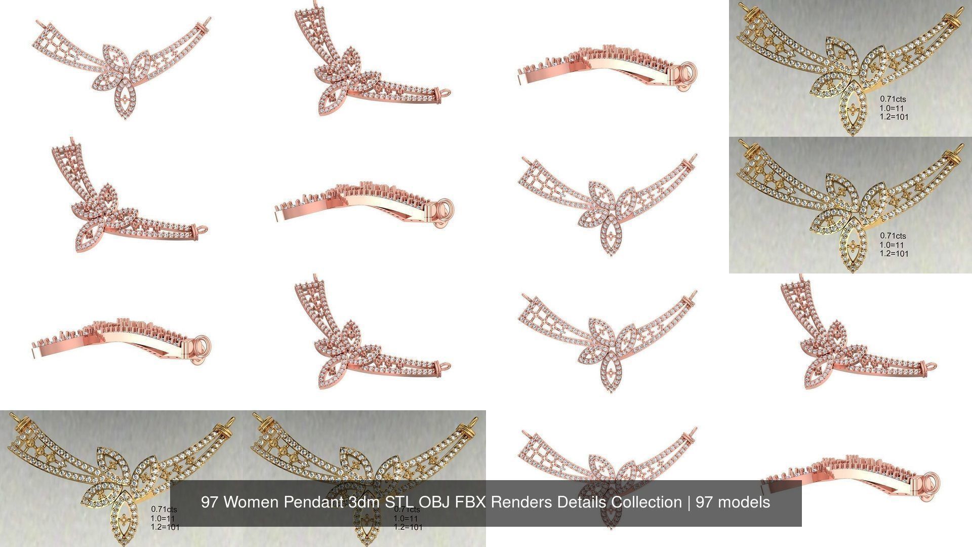 97 Women Pendant 3dm STL OBJ FBX Renders Details Collection _18