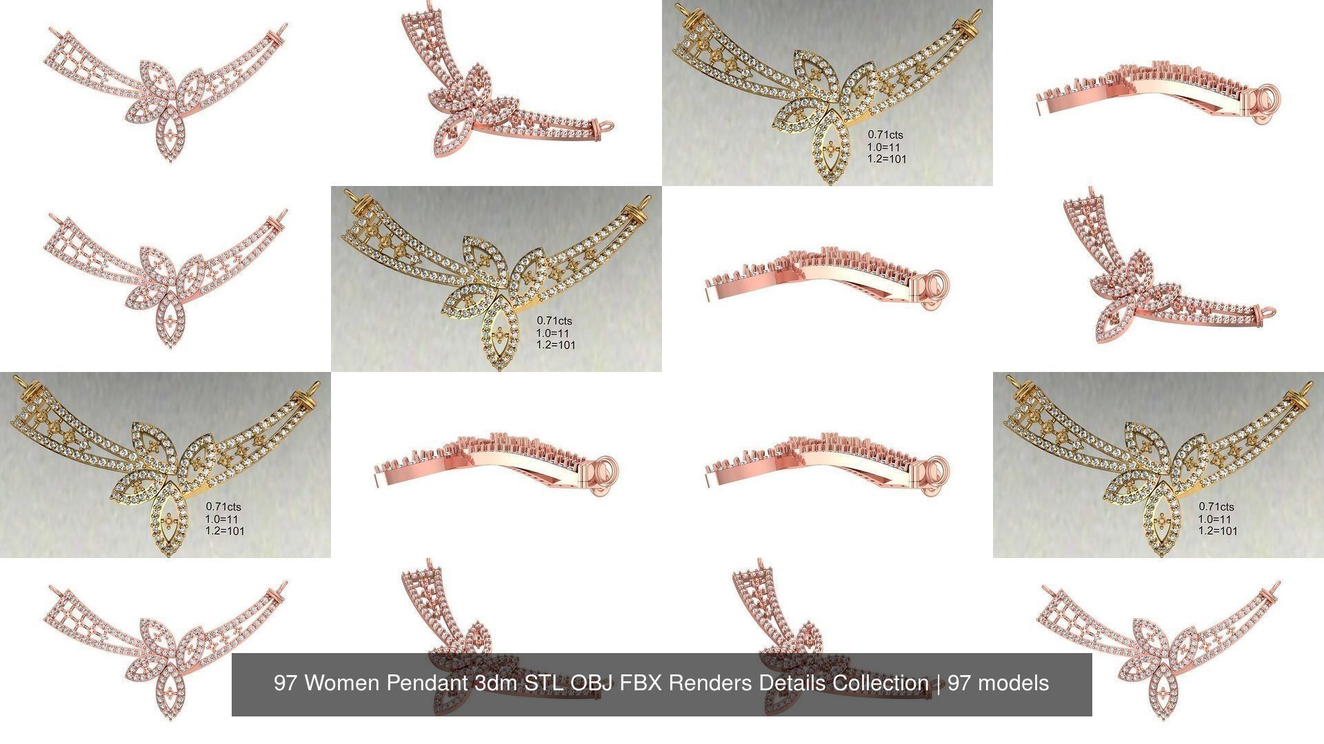 97 Women Pendant 3dm STL OBJ FBX Renders Details Collection _12