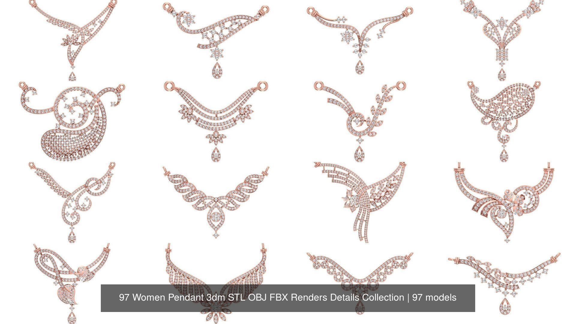 97 Women Pendant 3dm STL OBJ FBX Renders Details Collection _8