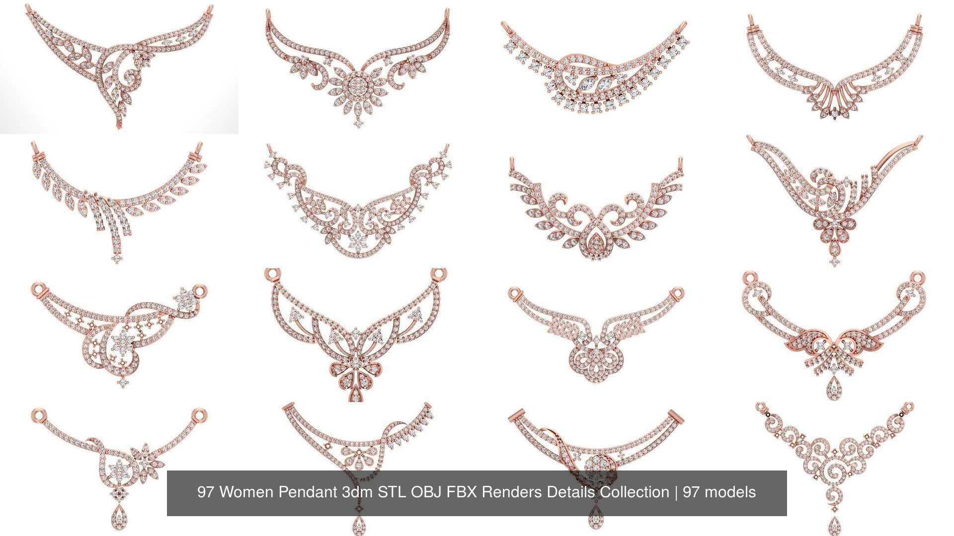 97 Women Pendant 3dm STL OBJ FBX Renders Details Collection _6