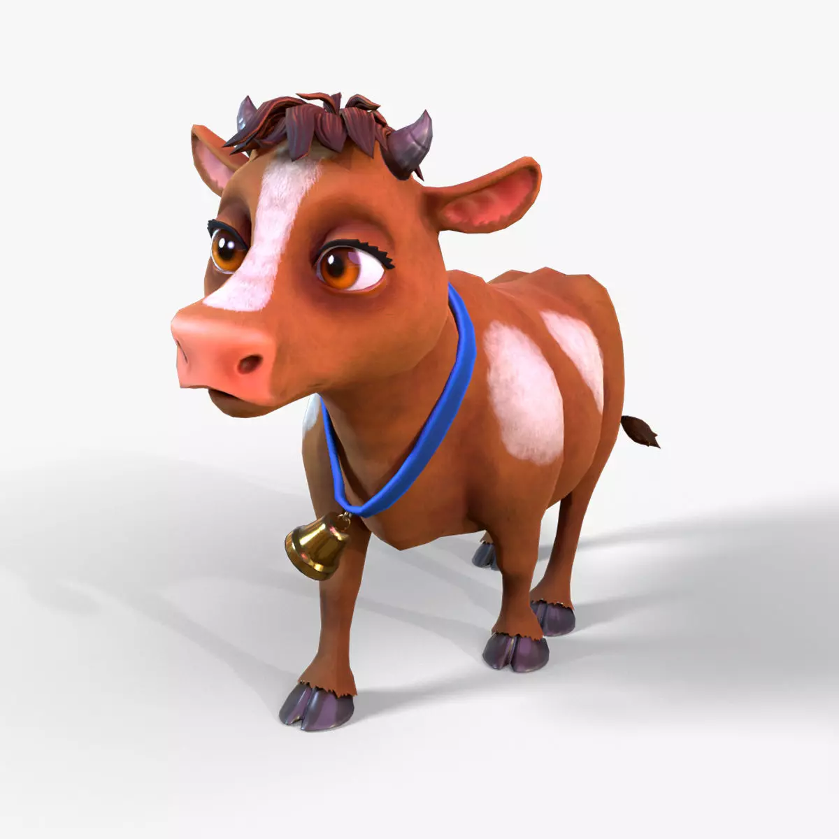 Stilized Cow rigged animations Low-poly 3D model