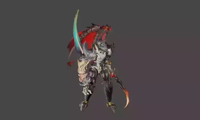 Zeloeman L 9 demon holding sword Low-poly 3D model