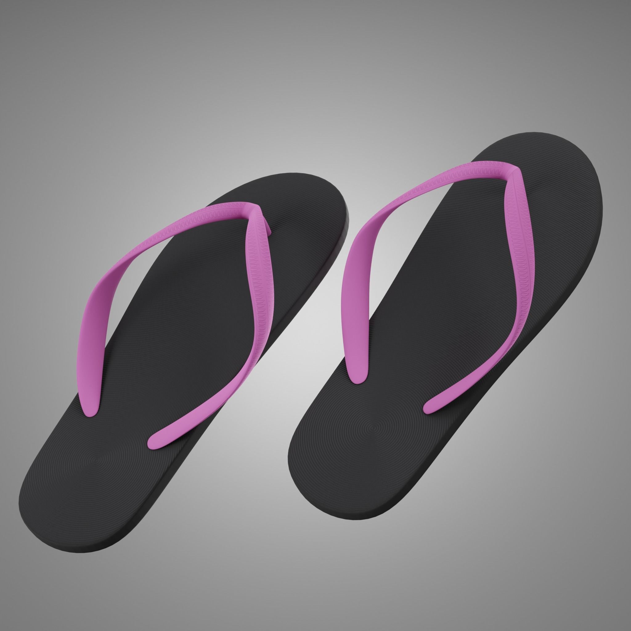 Flip flops 3D model low polygon  Low-poly 3D model_1