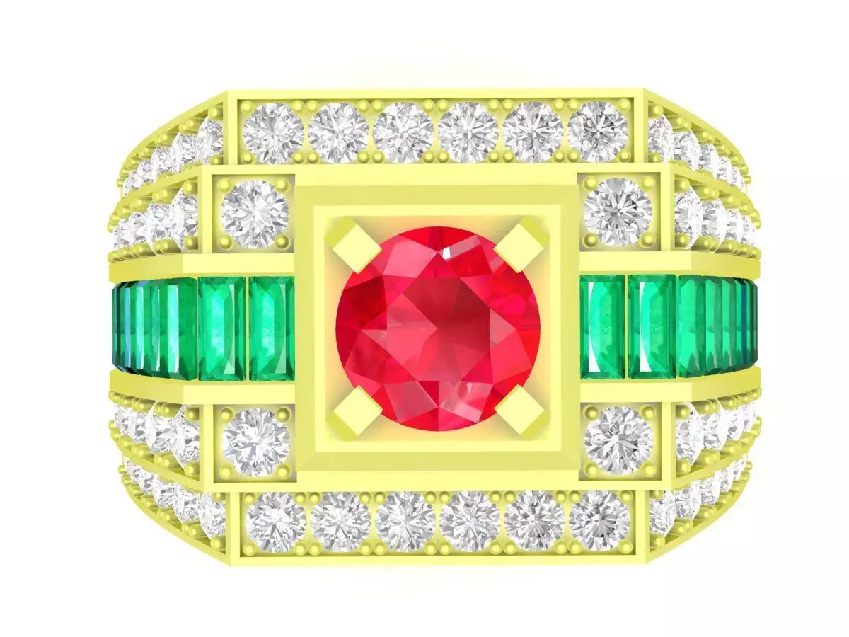 Luxury Square Gemstone Mens Ring 3942 3D print model