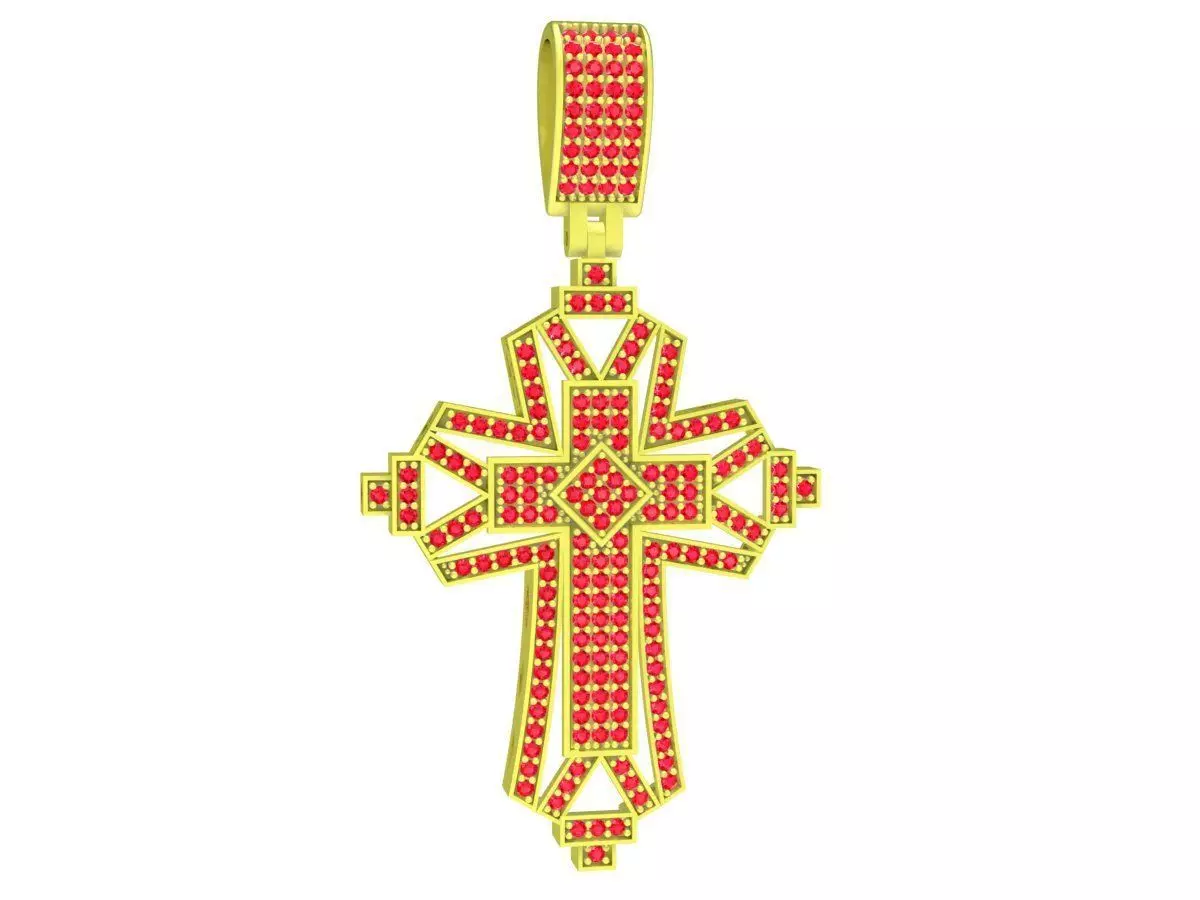 Pave Diamond Christian Cross Pendant 3943 3D print model