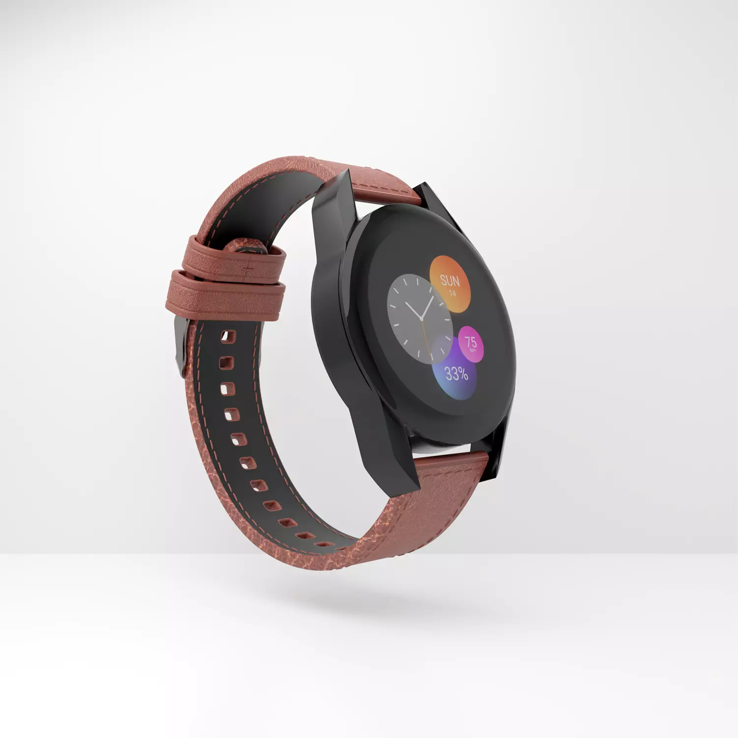 HUAWEI GT3 3D SMART WATCH WITH LEATHER STRAP 3D model_0