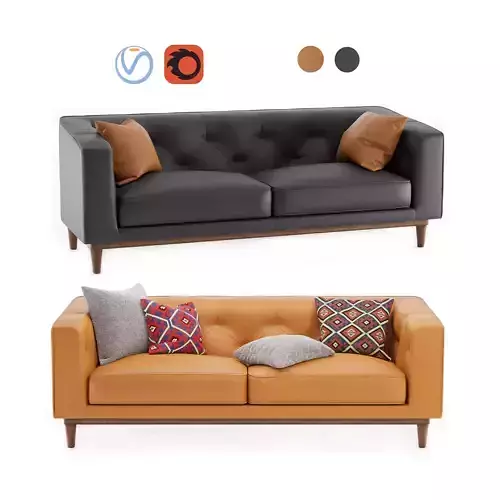 Hamber Charme Tan Sofa 3D model