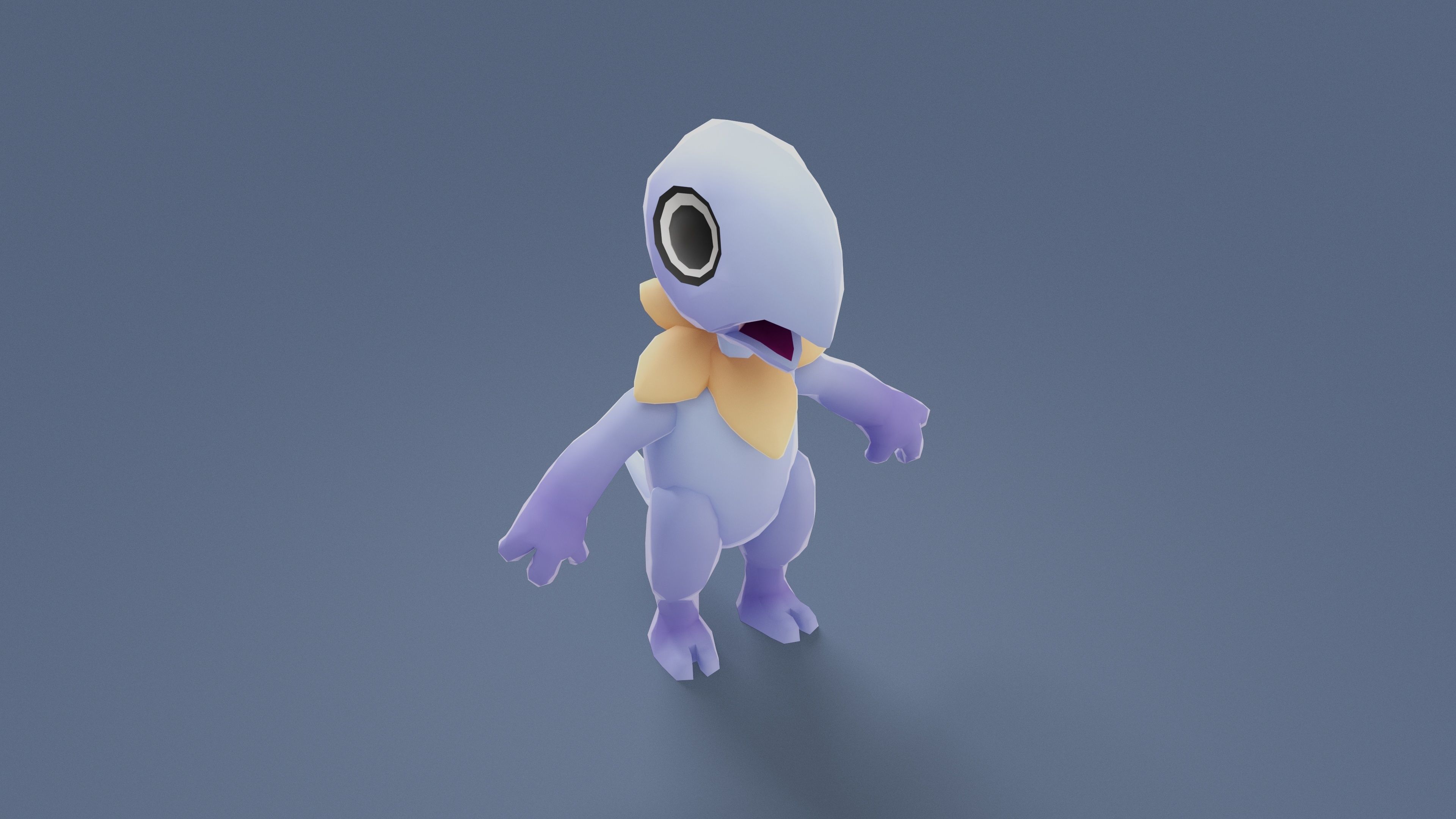 Cartoon Characters - Small Pterodack Warrior Low-poly 3D model_6