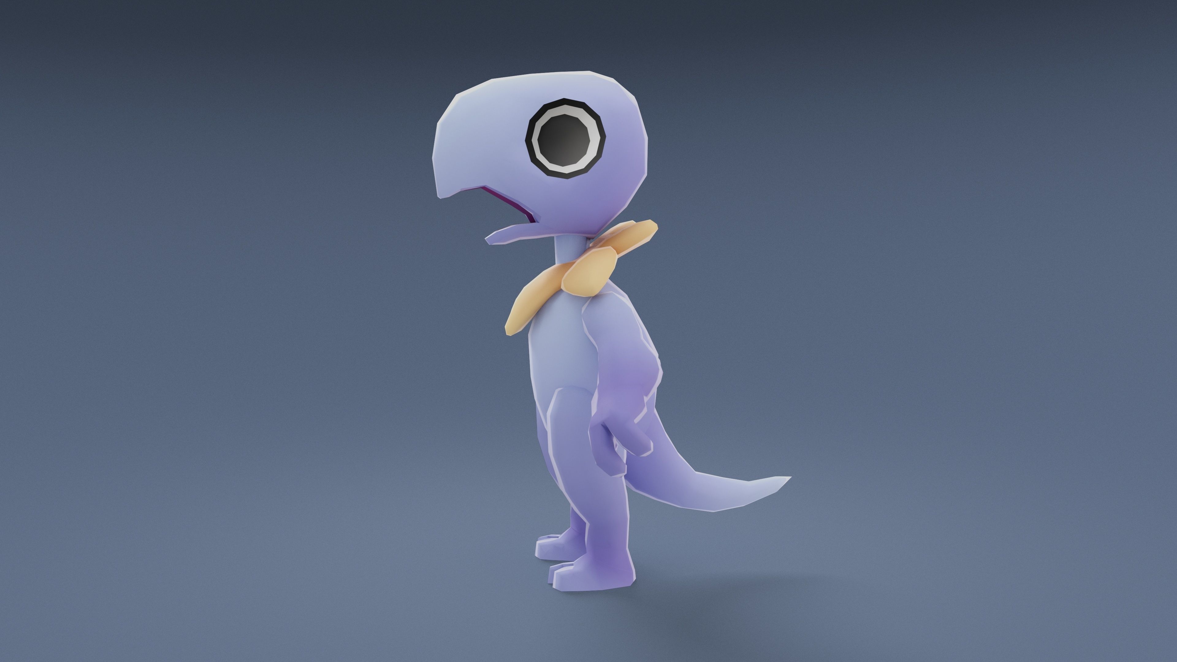 Cartoon Characters - Small Pterodack Warrior Low-poly 3D model_8