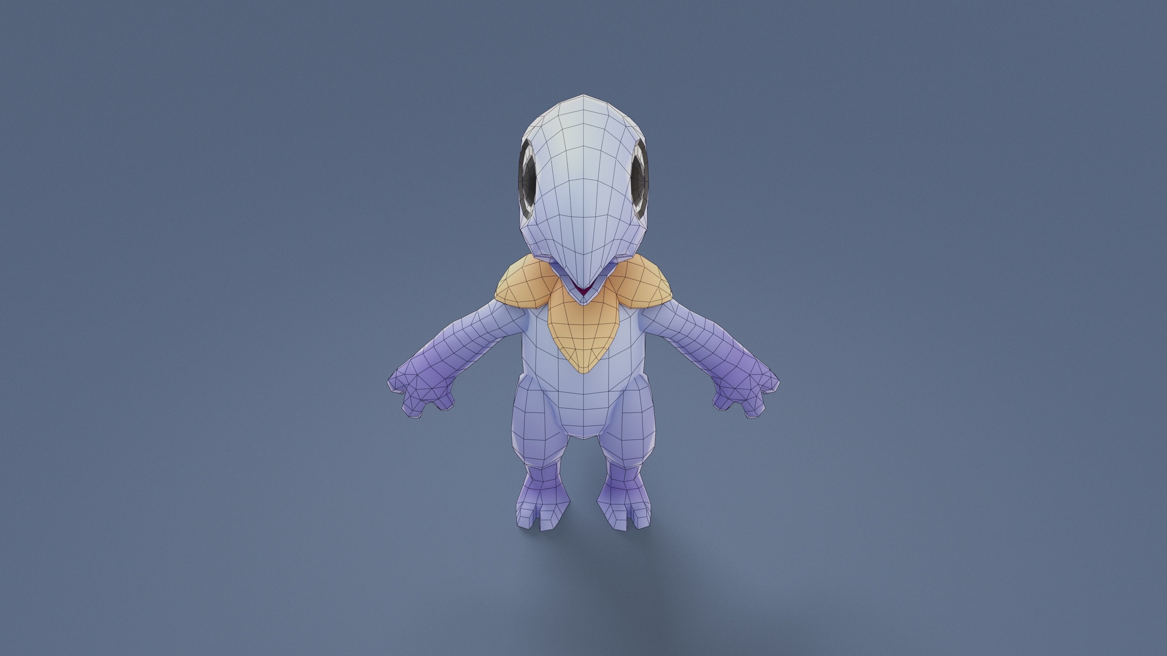 Cartoon Characters - Small Pterodack Warrior Low-poly 3D model_18