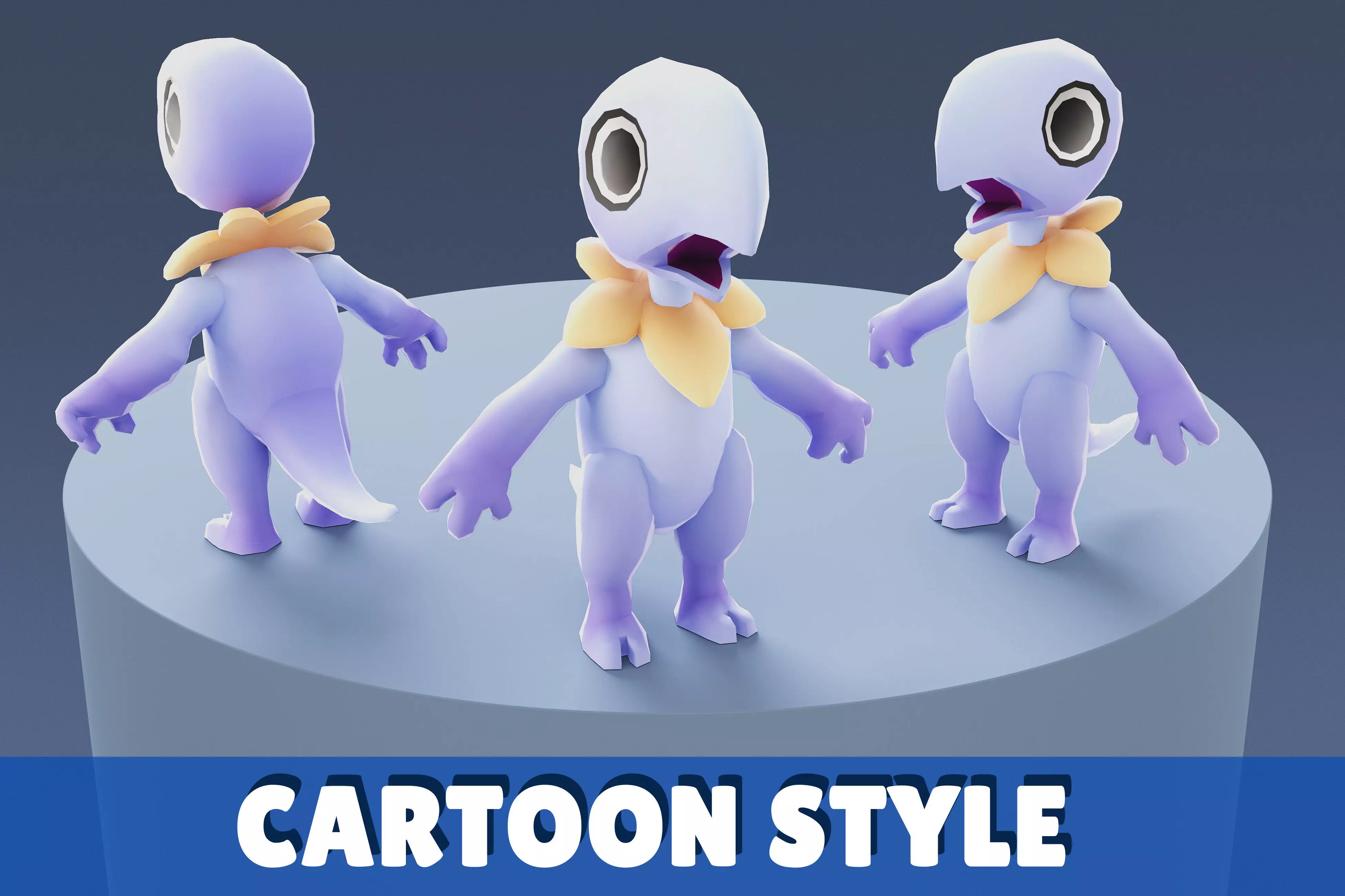 Cartoon Characters - Small Pterodack Warrior Low-poly 3D model_0