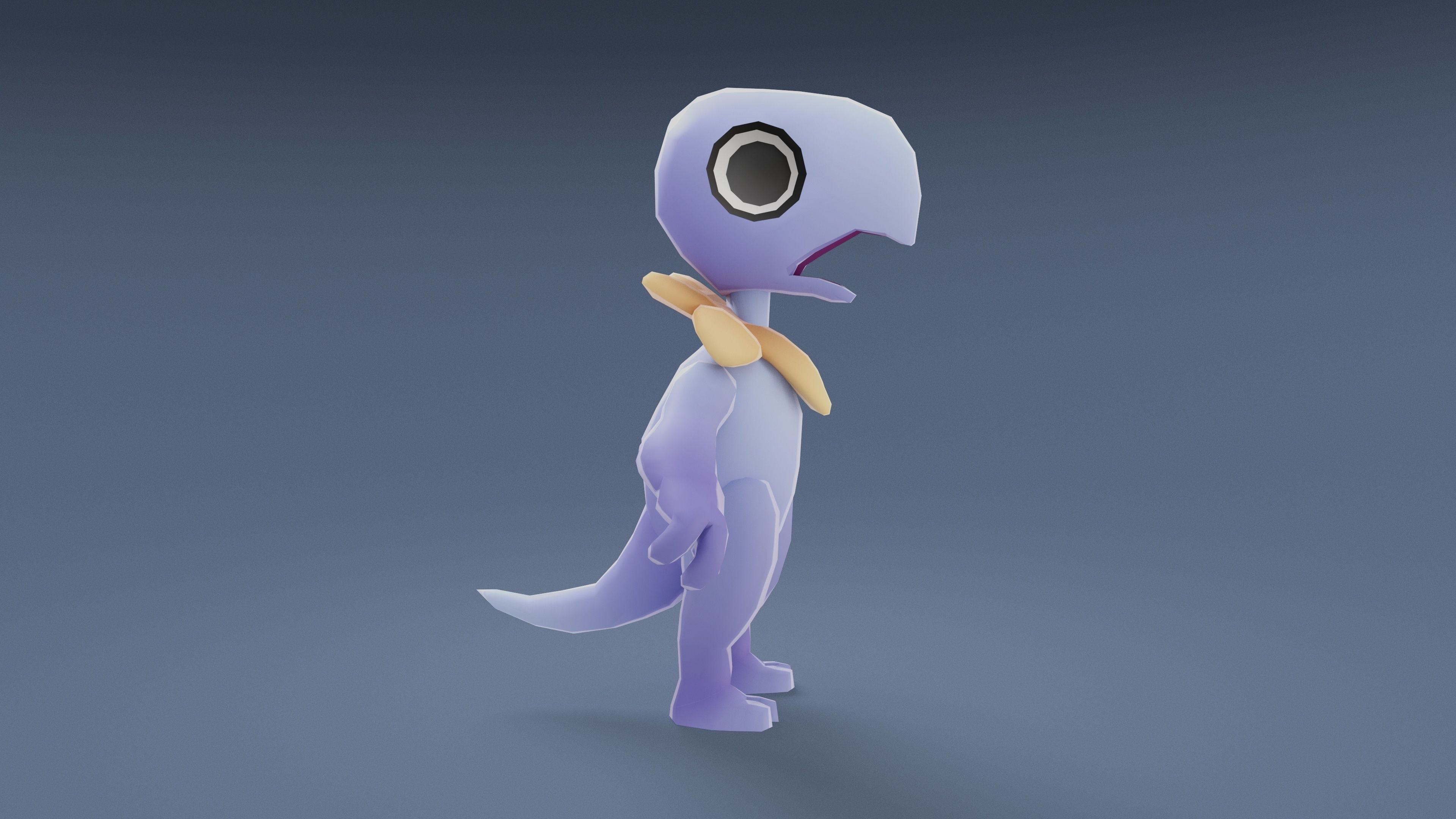 Cartoon Characters - Small Pterodack Warrior Low-poly 3D model_10