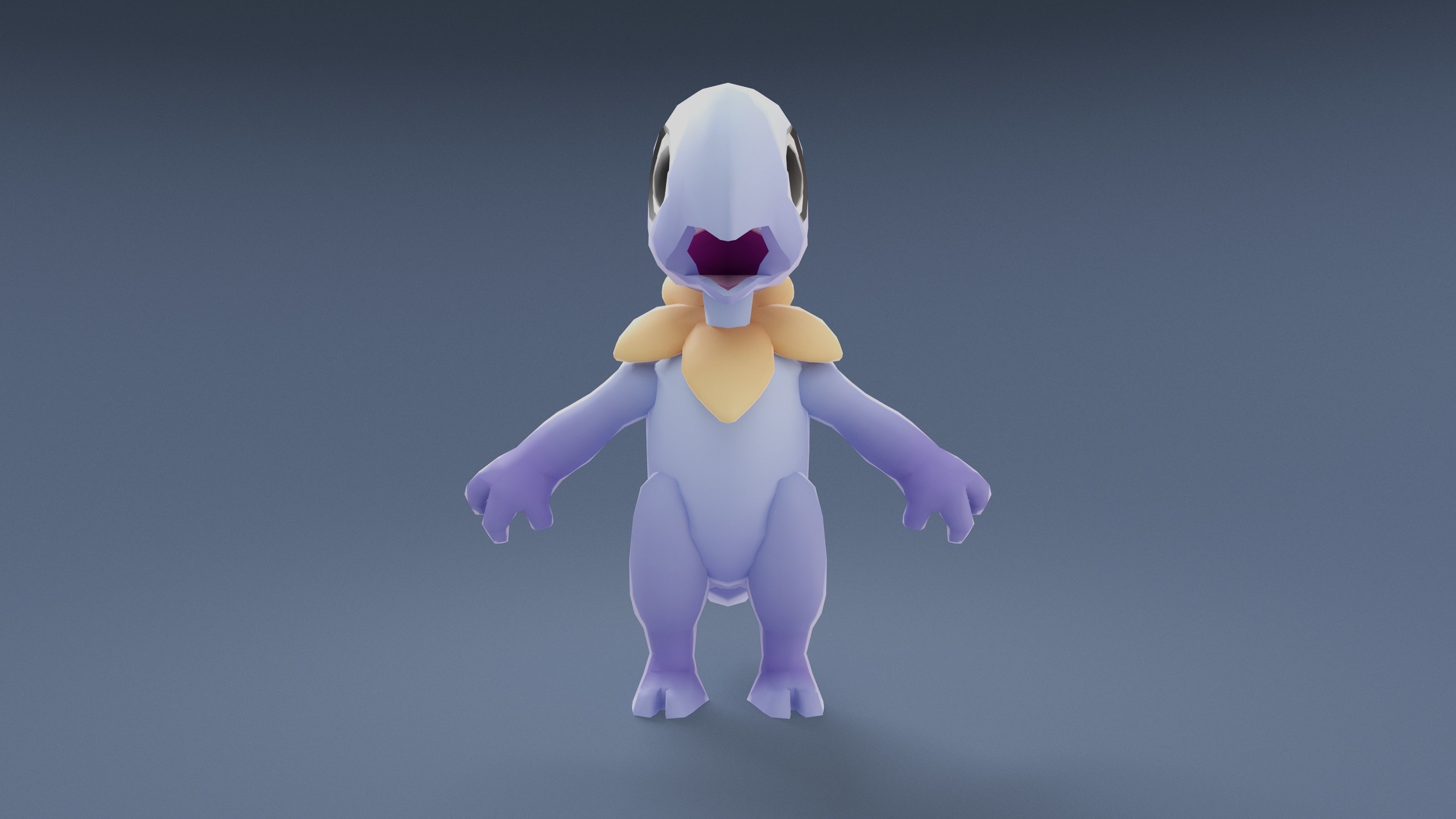 Cartoon Characters - Small Pterodack Warrior Low-poly 3D model_12