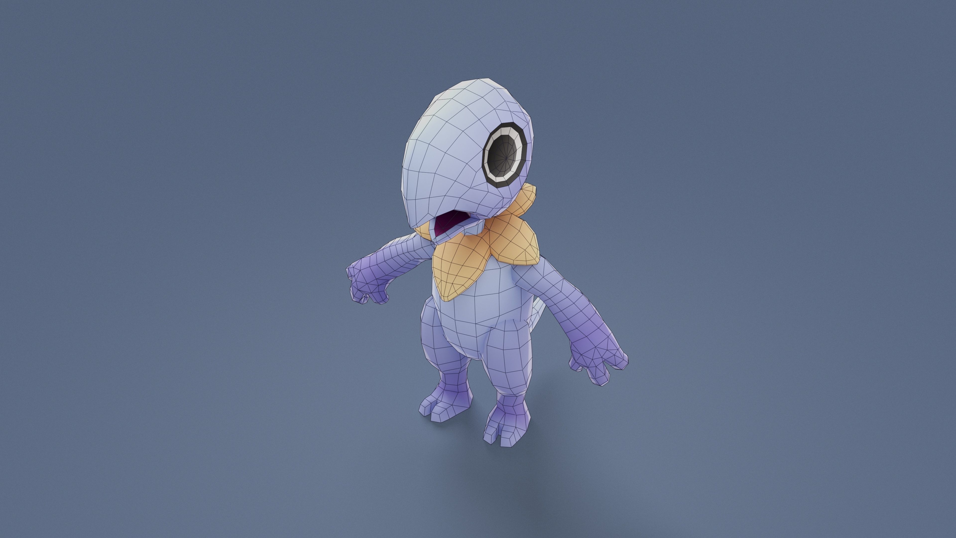 Cartoon Characters - Small Pterodack Warrior Low-poly 3D model_11
