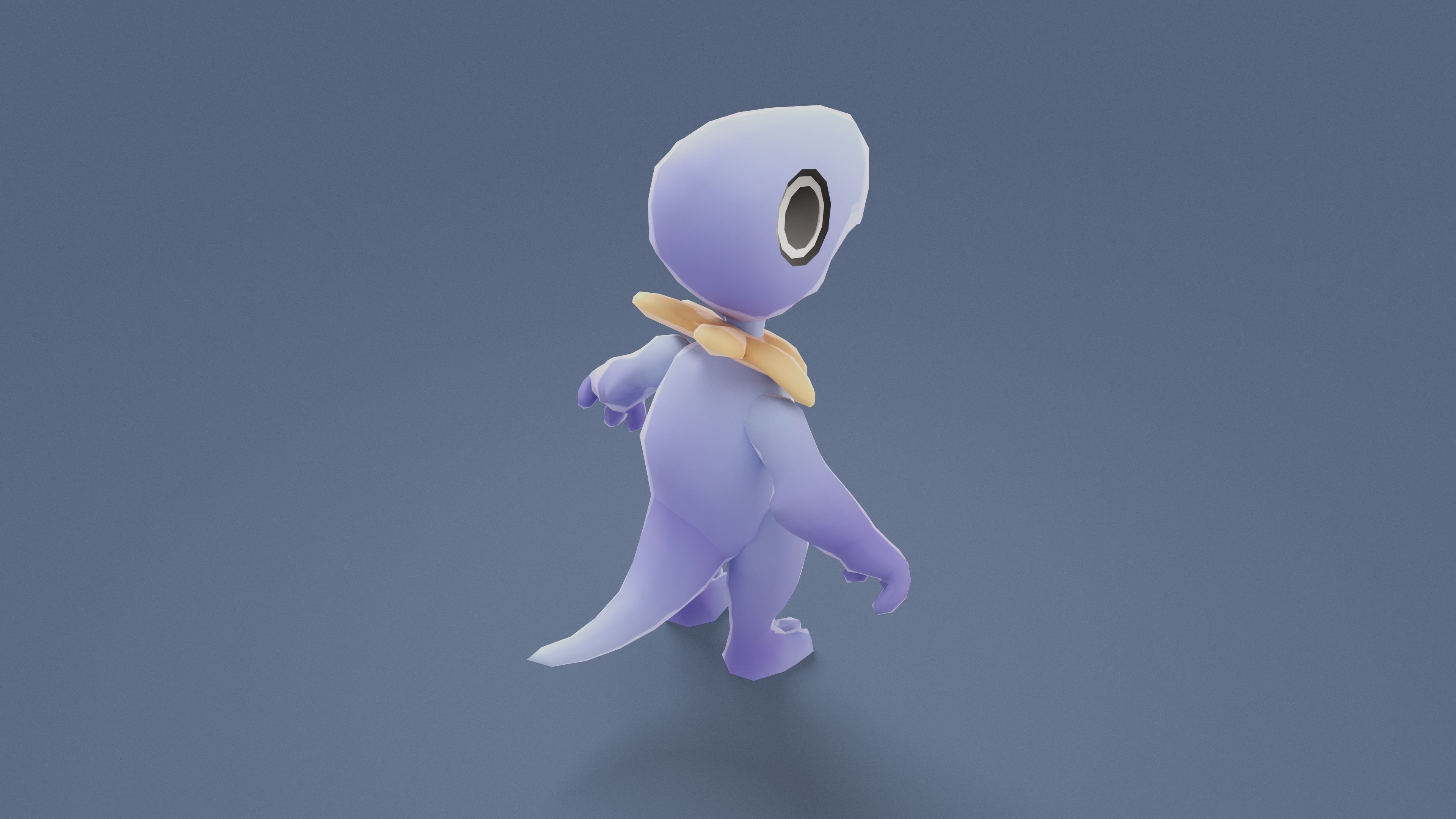 Cartoon Characters - Small Pterodack Warrior Low-poly 3D model_5