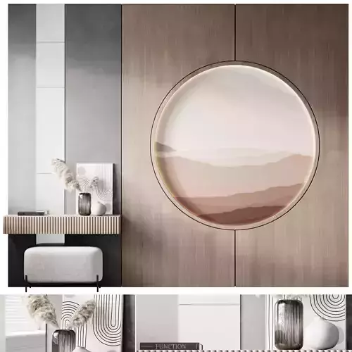 Hallway 5 modern bedroom with round mirror on wall