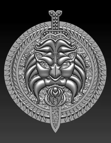 lion and sword pendant 3D model_0